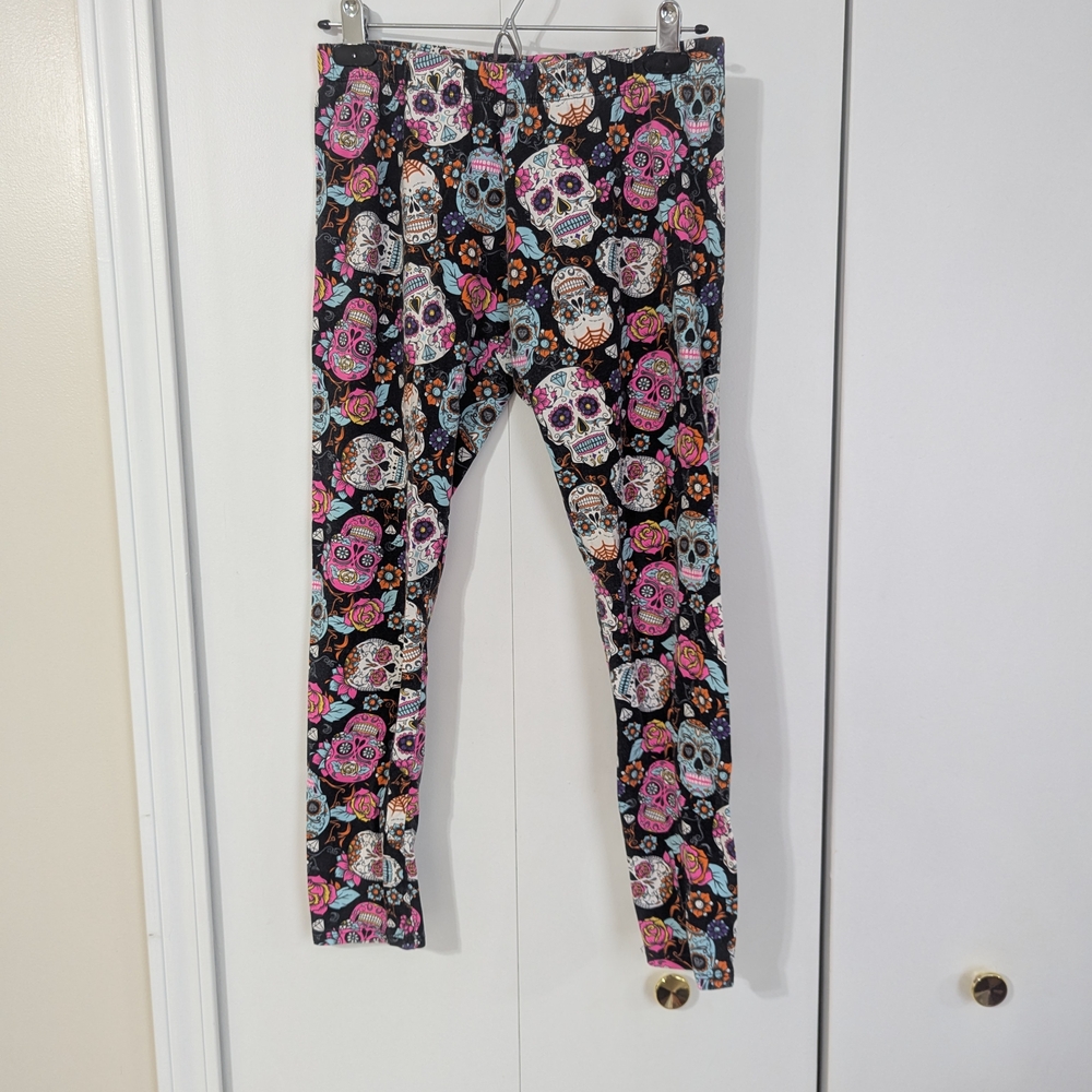 Justice Black and Pink Floral Leggings